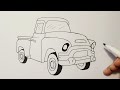 How To Draw an Old American Truck Easy Simple Step By Step