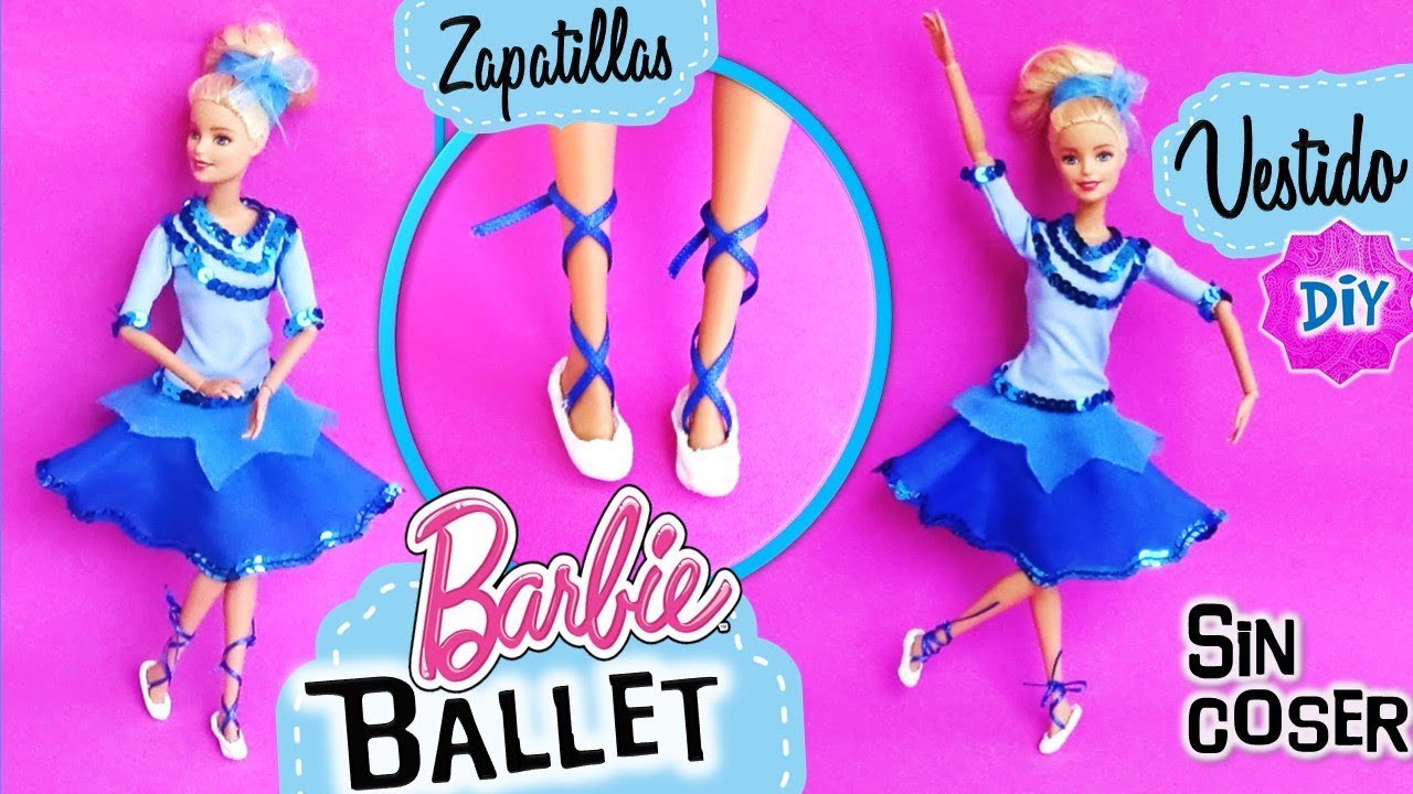 Vestido y Zapatillas de BAILARINA de BALLET para MUÑECAS Barbie Coser! para Muñecas