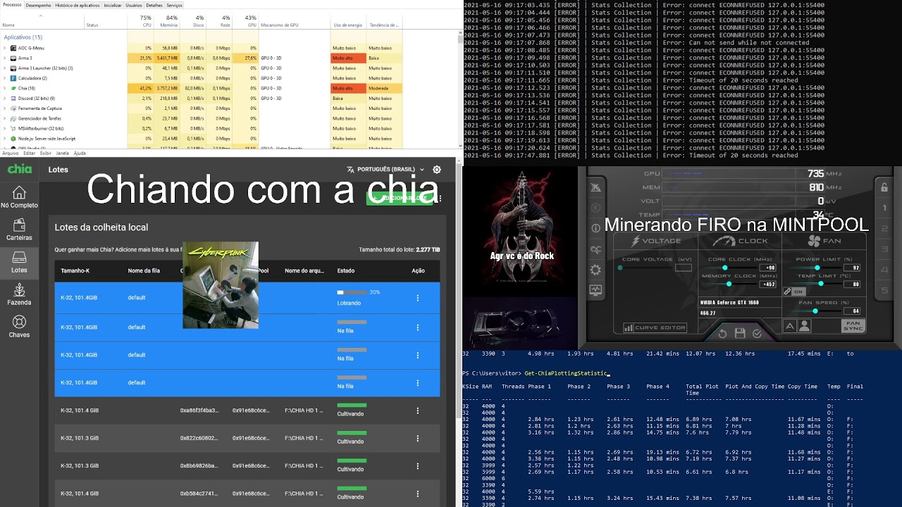 Minerando chia coin e Fazendo Plots, Ao Vivo no domingão, Venham conferir!