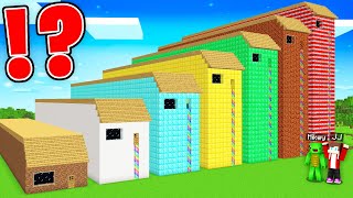 JJ and Mikey Found The LONGEST HOUSES of ALL SIZES BATTLE in Minecraft Maizen!