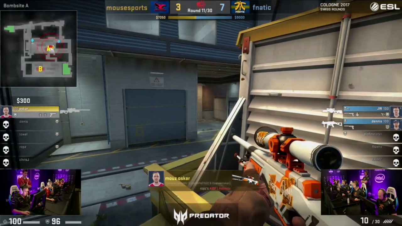 oskar 1v2 clutch vs fnatic [ ESL One Cologne 2017 ]