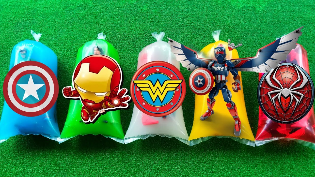 MARVEL AVENGERS: Captain Amerika, Hulk, Ironman, Spiderman, Captain marve, Wonder women, Falcon