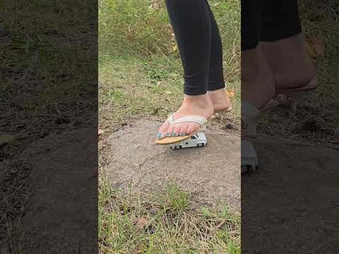 Stepping on a toy car #asmrcrush #highheels #asmrcrunch #modelcarcrush #Pebbles #paintedtoes
