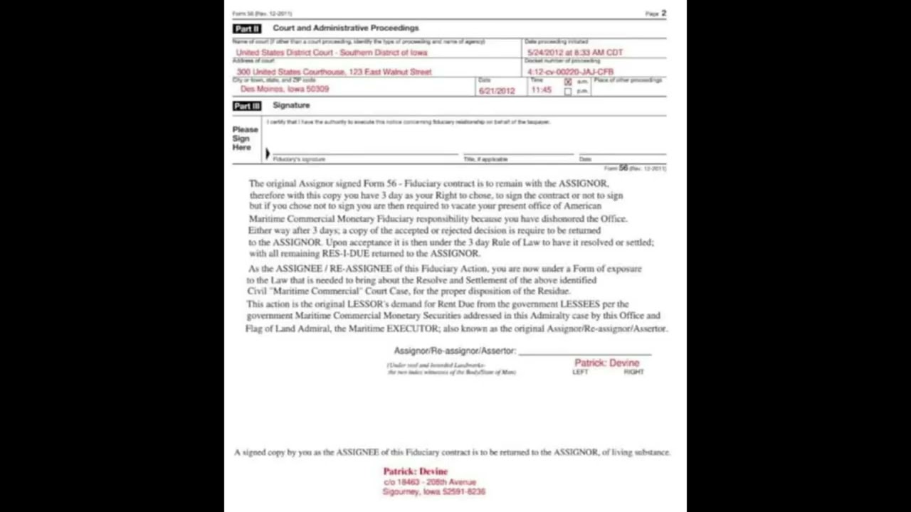 56F court case, assign your pubic servants to act as trustee to avoid maladministration.