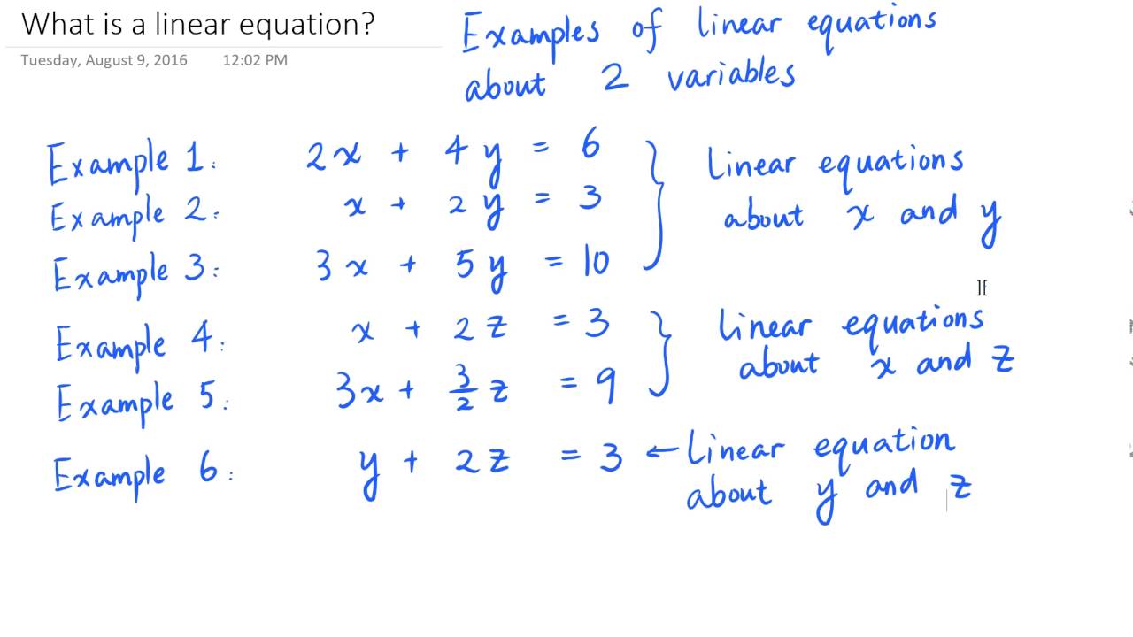 What is a linear equation? (Definition and examples) YouTube