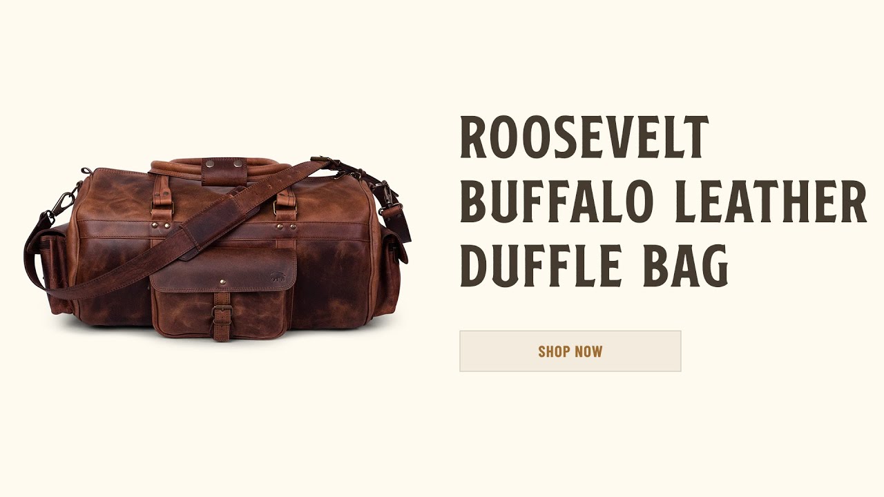 Roosevelt Small Leather Duffle Bag in Dark Oak - Hands On