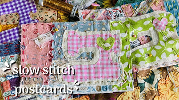 #slowstitch fabric postcards 💌 scrap fabric ideas PROCESS VIDEO sewing theme