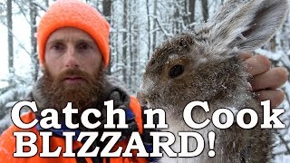 Catch and Cook Rabbit and Grouse (in a SNOW BLIZZARD!!!)