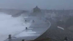 Waves over Chesil Beach Portland Dorset - 5th February 2014