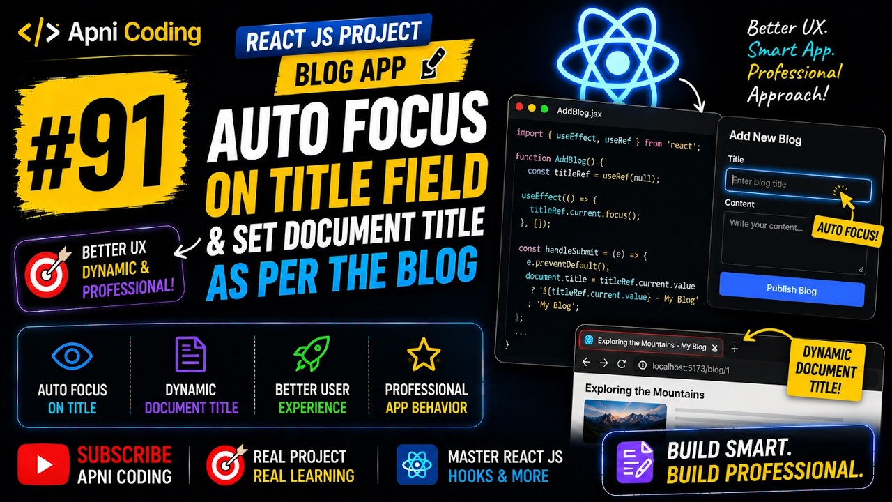 #91 Setting the Title | React JS Project in Hindi | React JS Course ...