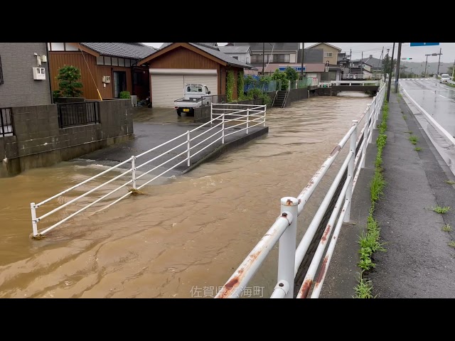 8.11~14佐賀大雨＞佐賀県玄海町と町を流れる有浦川（2021年8月14日撮影