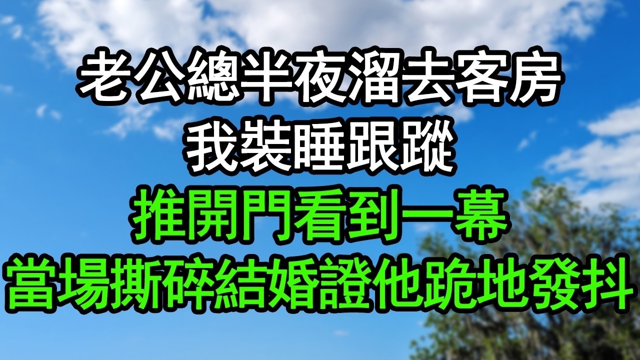 1老公總半夜溜去客房，我裝睡跟蹤，推開門看到一幕，當場撕碎結婚證他跪地發抖#深夜淺讀 #為人處世 #生活經驗 #情感故事