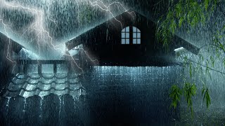 Sleep Instantly, Deep Seep with Powerful Rainstorm & Intense Thunder Sounds on Tin Roof at Night