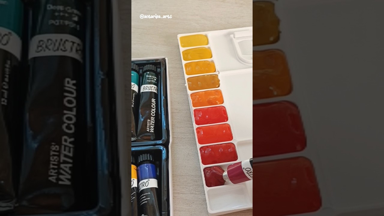 Filling up my color palette with Brustro watercolor paints 