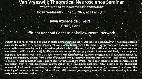 Efficient Random Codes in a Shallow Neural Network | Rava Azeredo da Silveira CNRS, Paris