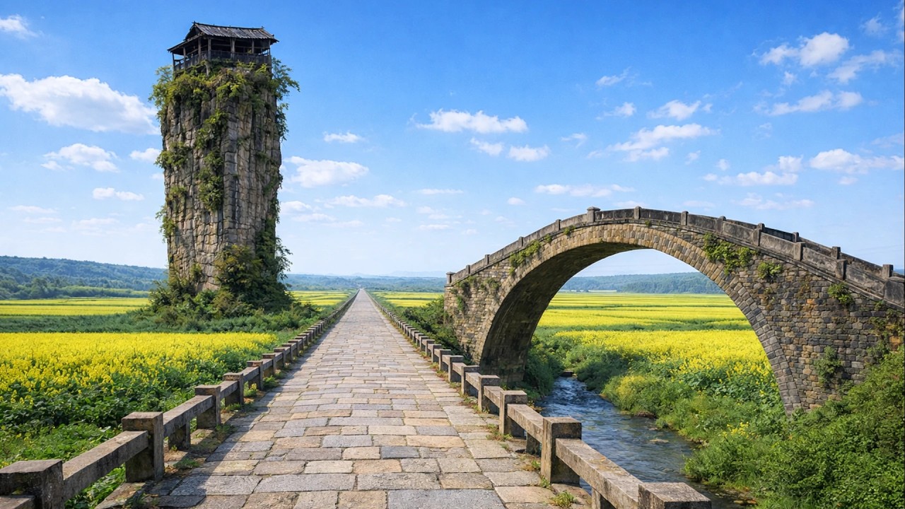 Countryside Road Trip in China: Peaceful Village & Blooming Rapeseed Flowers