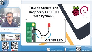 เปิด ปิดหลอด LED และ BUZER Raspi5 ด้วยภาษา python