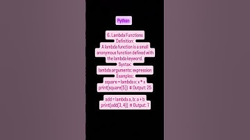 "Python Lambda Functions 🐍 | Small Anonymous Functions for Quick Operations ⚡"
