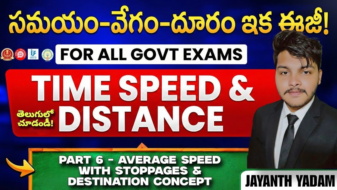 Time Speed & Distance | Telugu | Average Speed with Stoppages & Destination Concept |