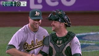 OAK@SEA: Madson coaxes fly ball to end the game screenshot 5