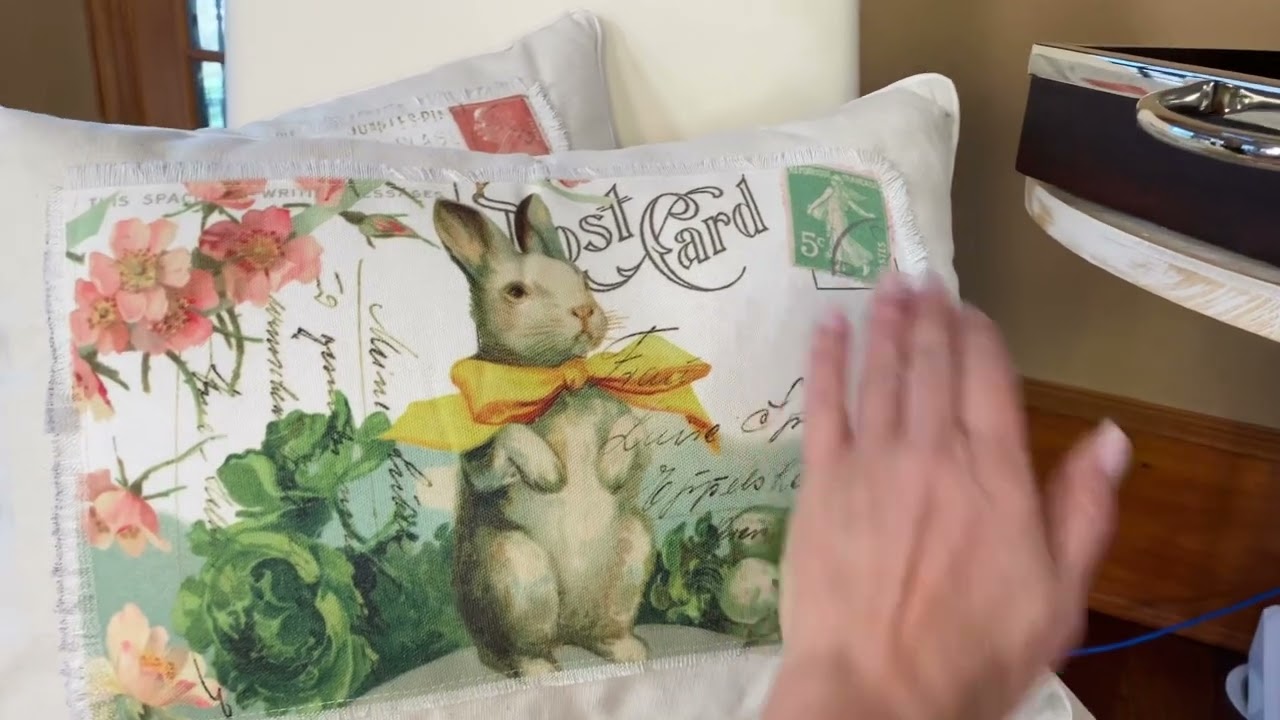20” Storybook Easter Postcard Pillow