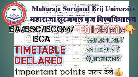 MSBU UG EXAM TIMETABLE 2021-22||brij university time table 2022|BA Bsc Bcom exam timetable|pattern