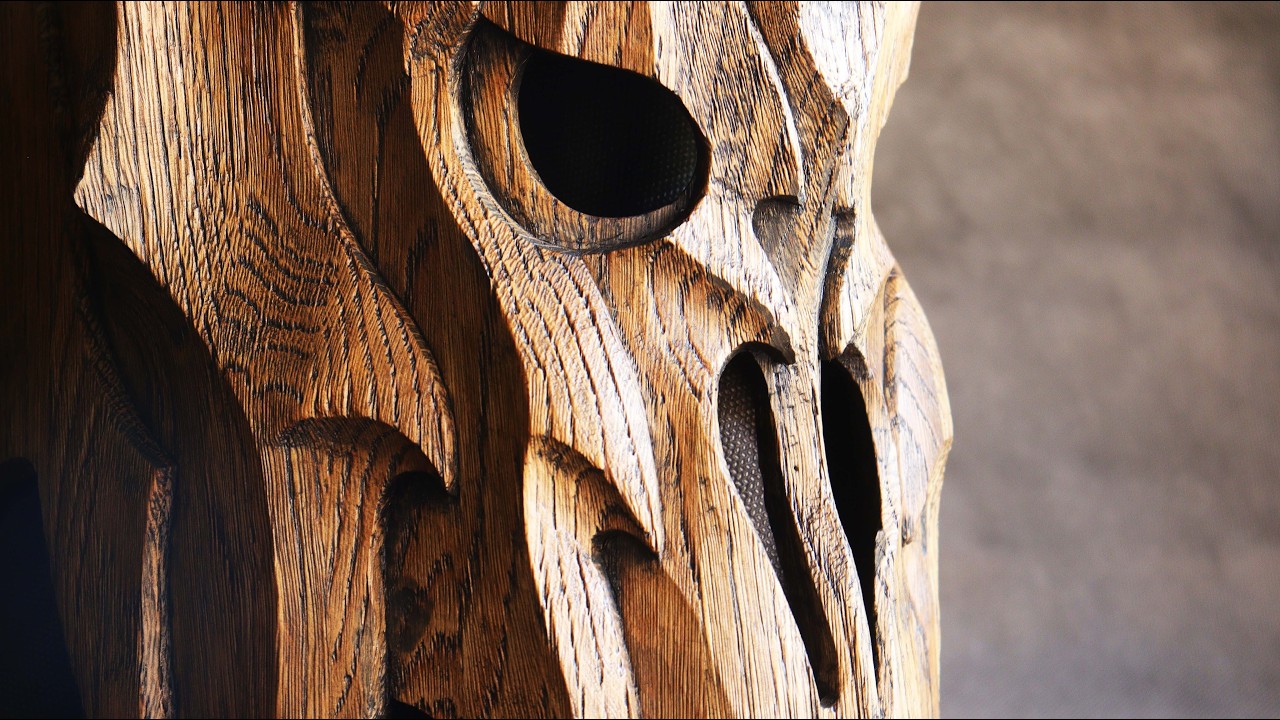 Sauron's helmet from The Lord of the Rings, wood carving