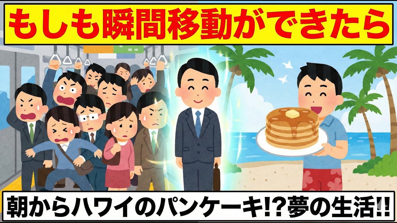 満員電車さらば！？瞬間移動で朝からハワイのパンケーキを食べる夢の生活！！ 【 もしも 科学 空想 雑学 】