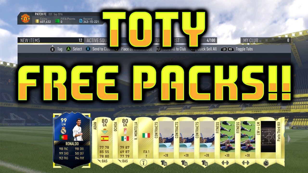 Fifa 17 Team Of The Year Packs OMG FREE PACKS - FIFA 17 TEAM OF THE YEAR PACKS!! - YouTube