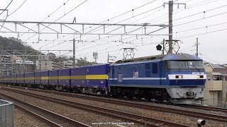 JR貨物　新塗装EF210 108号機が牽引する2059ﾚ貨物列車を百山踏切で撮影（H31.2.27)