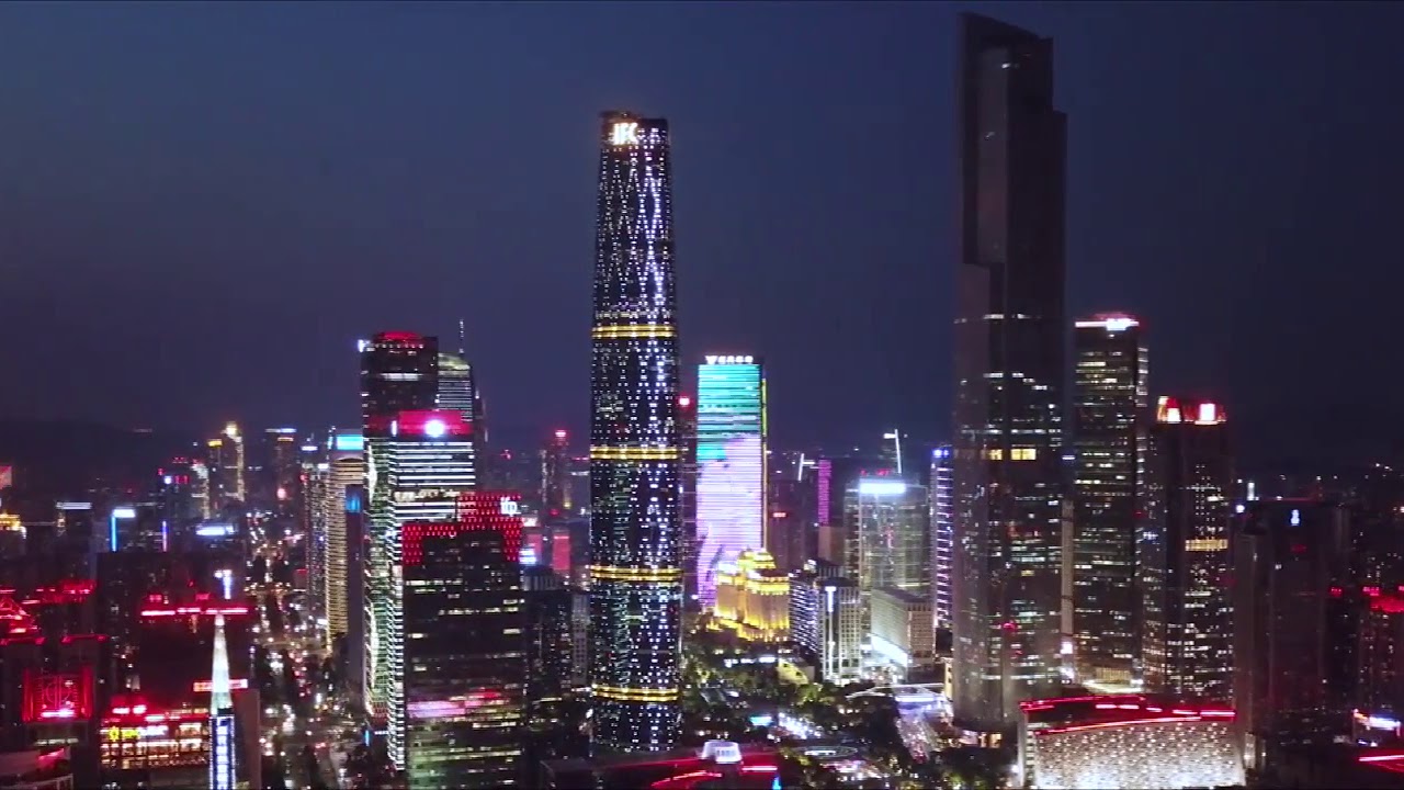 航拍广州夜景,夜晚的广州灯光璀璨,简直美呆了 - YouTube
