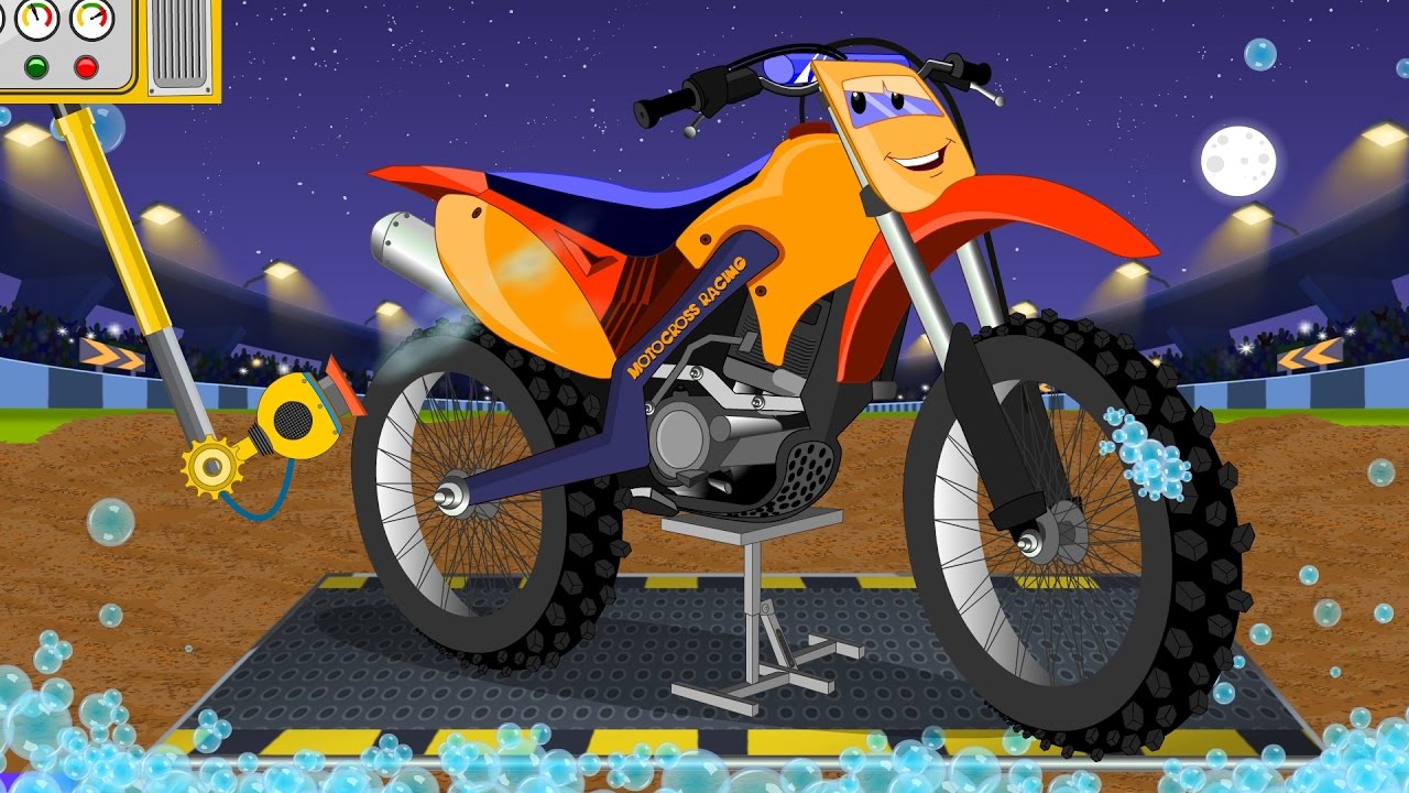 Motocross Bike  Childrens Cartoon  Car Video  For Kids