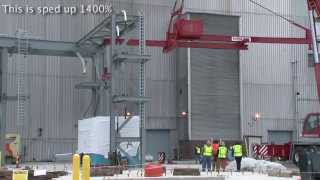 Barnhart and Barton Malow install a building with a cool cantilever crane