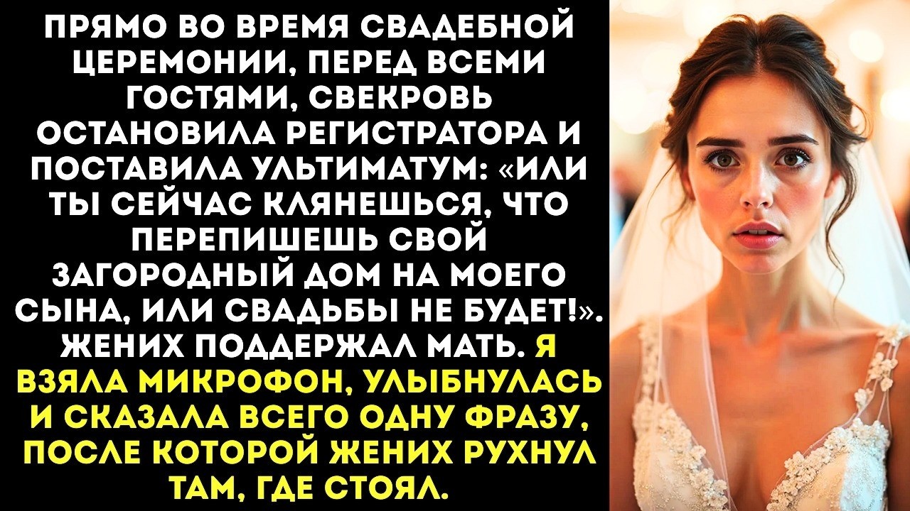 «Оформишь на сына дом, или я отменяю свадьбу!» — заявила будущая свекровь у алтаря.