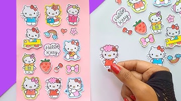 How to Make Your Own Cute Sticker/DIY Hello Kitty Stickers/Origami craft with paper/Diy