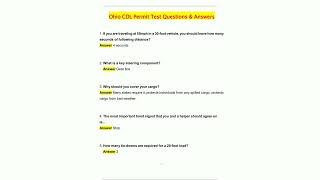 Ohio CDL Permit Test Actual 2025 Exam with Questions and Answers 2025  2026 100 Guarantee Pass19