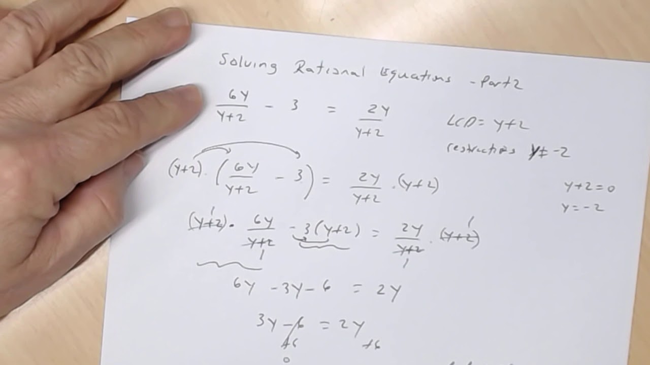 Solving Rational Equations Part 2 - YouTube