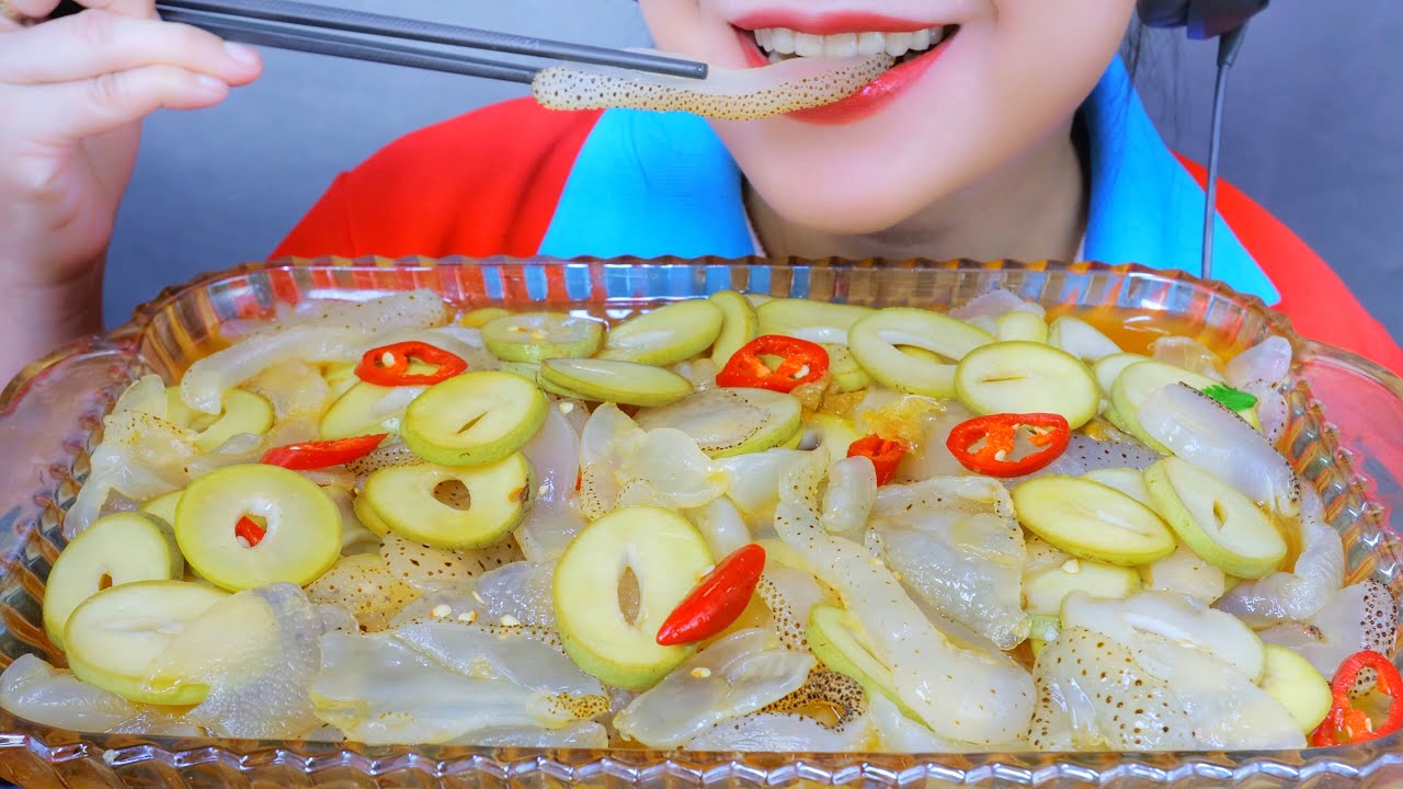 ASMR SHAKED JELLYFISH WITH SOUR MANGO , EATING SOUNDS | LINH-ASMR