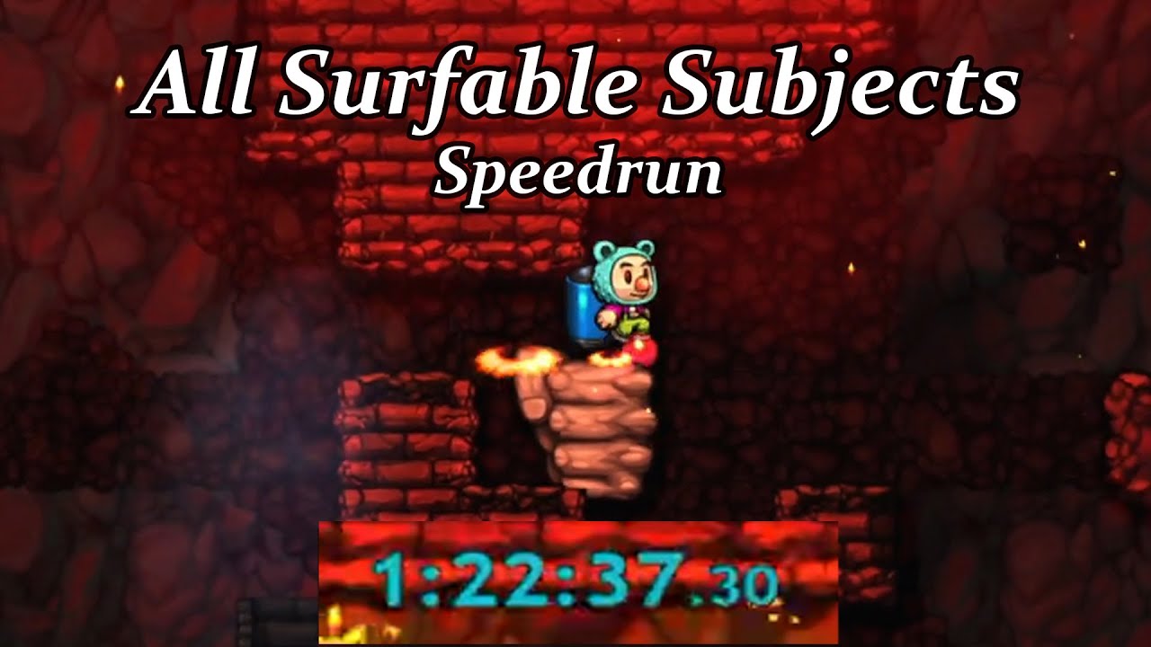 Spelunky - All Surfable Subjects Speedrun in 