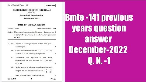 Ignoucbcs bag bscg mathematics Bmte -141 previous years question answer December- 2022 Q. N. -1