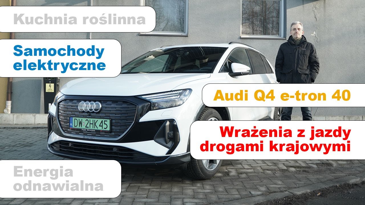 Audi Q4 etron. Nadal cisza. Tylko deszcz i wiatr przez nią się przebija. Jazda do Wrocławia = frajda