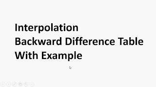 Backward difference Table with Example, Interpolation