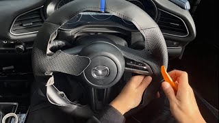 DIY steering wheel leather cover Mazda 3 / mazda CX-30, from plastic to leather wrap hand stitch sew