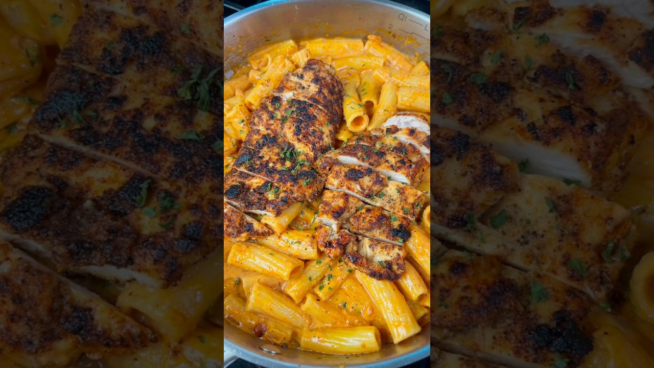 Creamy chicken pasta. 