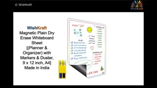 WishKraft Magnetic Dry Erase Whiteboard Sheet with Markers & Duster 9x12 inch, A4 screenshot 3