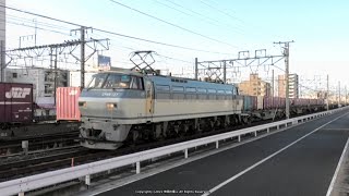 《JR貨物》 1053ﾚ貨物列車とEF66牽引フレームライナーの離合（R4.3.20)