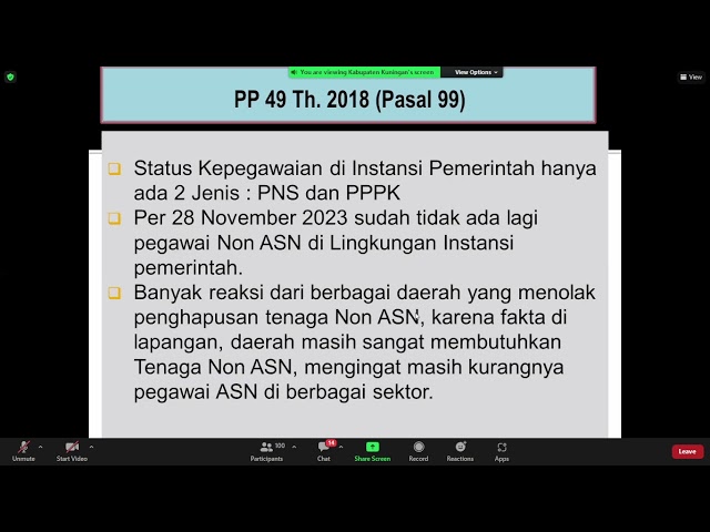 SOSIALISASI PENDATAAN TENAGA NON ASN OLEH BKPSDM KABUPATEN KUNINGAN class=