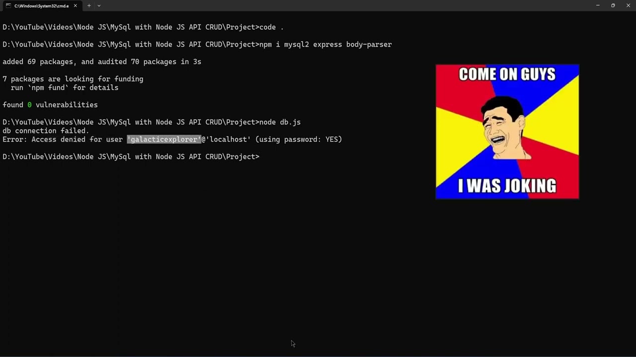 Learn  to implement MySQL database in nodejs