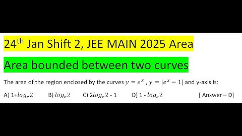 The area of the region enclosed by the curves y=e^x , y=|e^x-1| and y-axis is:A) 1+〖log〗_e 2