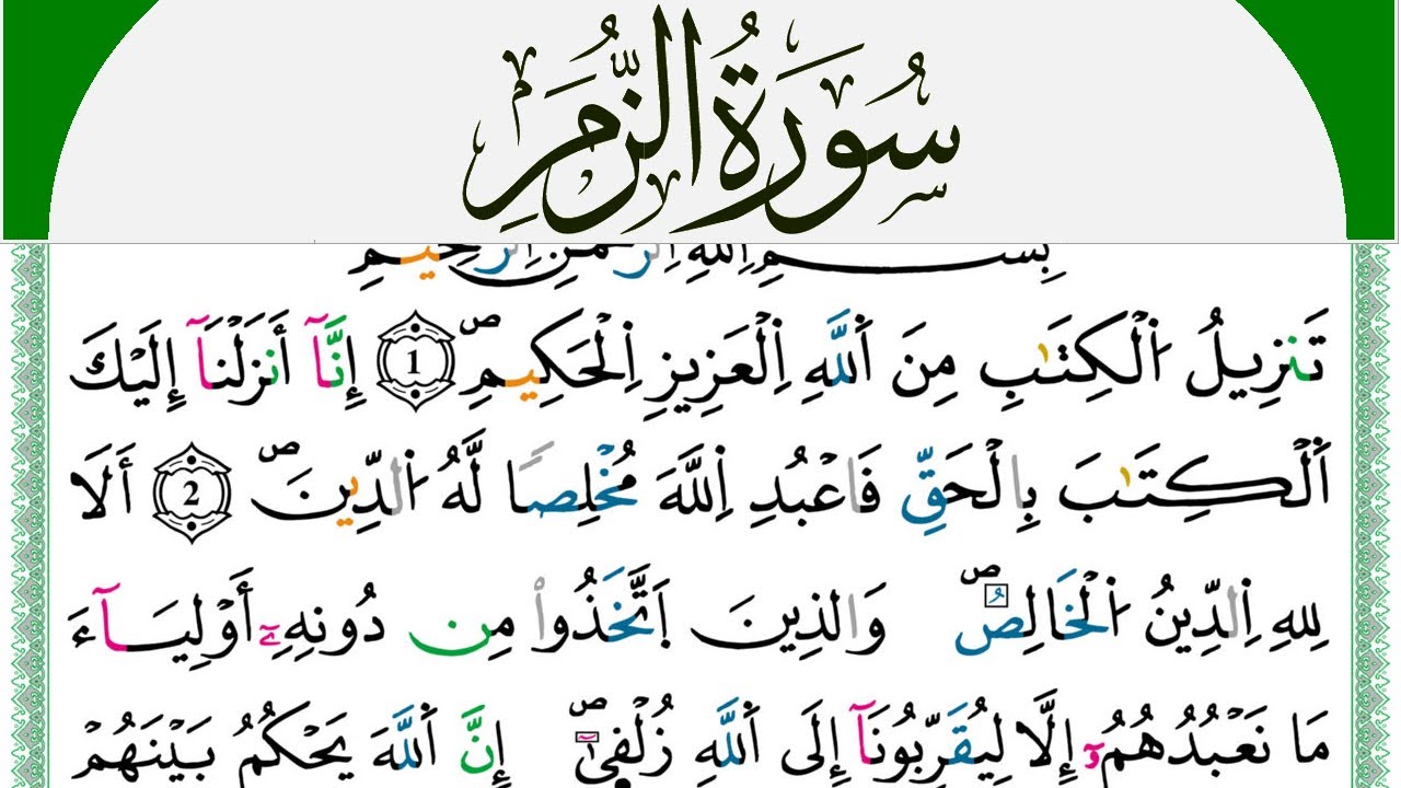 سورة الزمر مكتوبة محمد سايد Surah Al Zomar  برواية ورش عن نافع من طريق الازرق